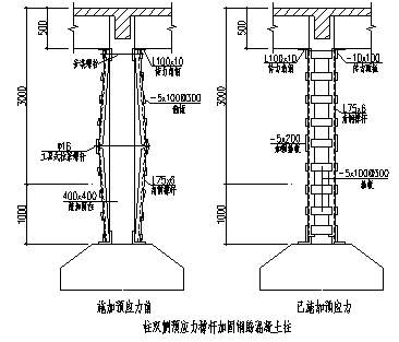 柱双侧预拉力加固钢筋混凝土柱图.jpg